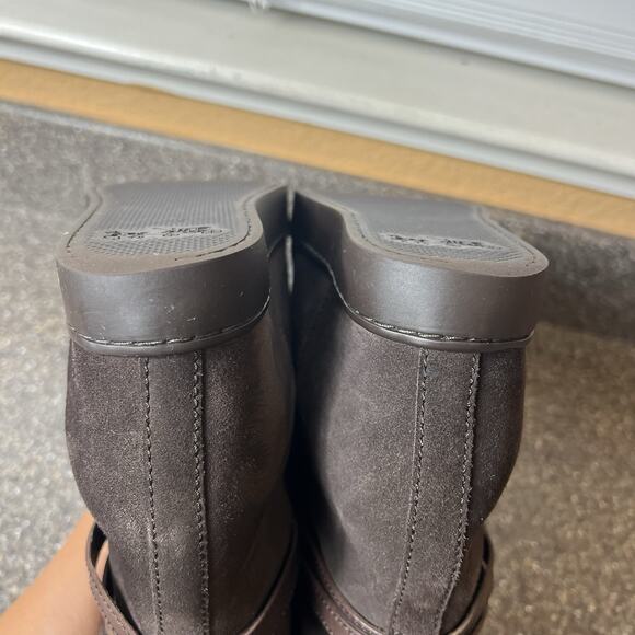 Coach Norell Womens Sz 7.5B Hidden Wedge Brown Suede Boots Pull On Sherpa Lining - Picture 7 of 12